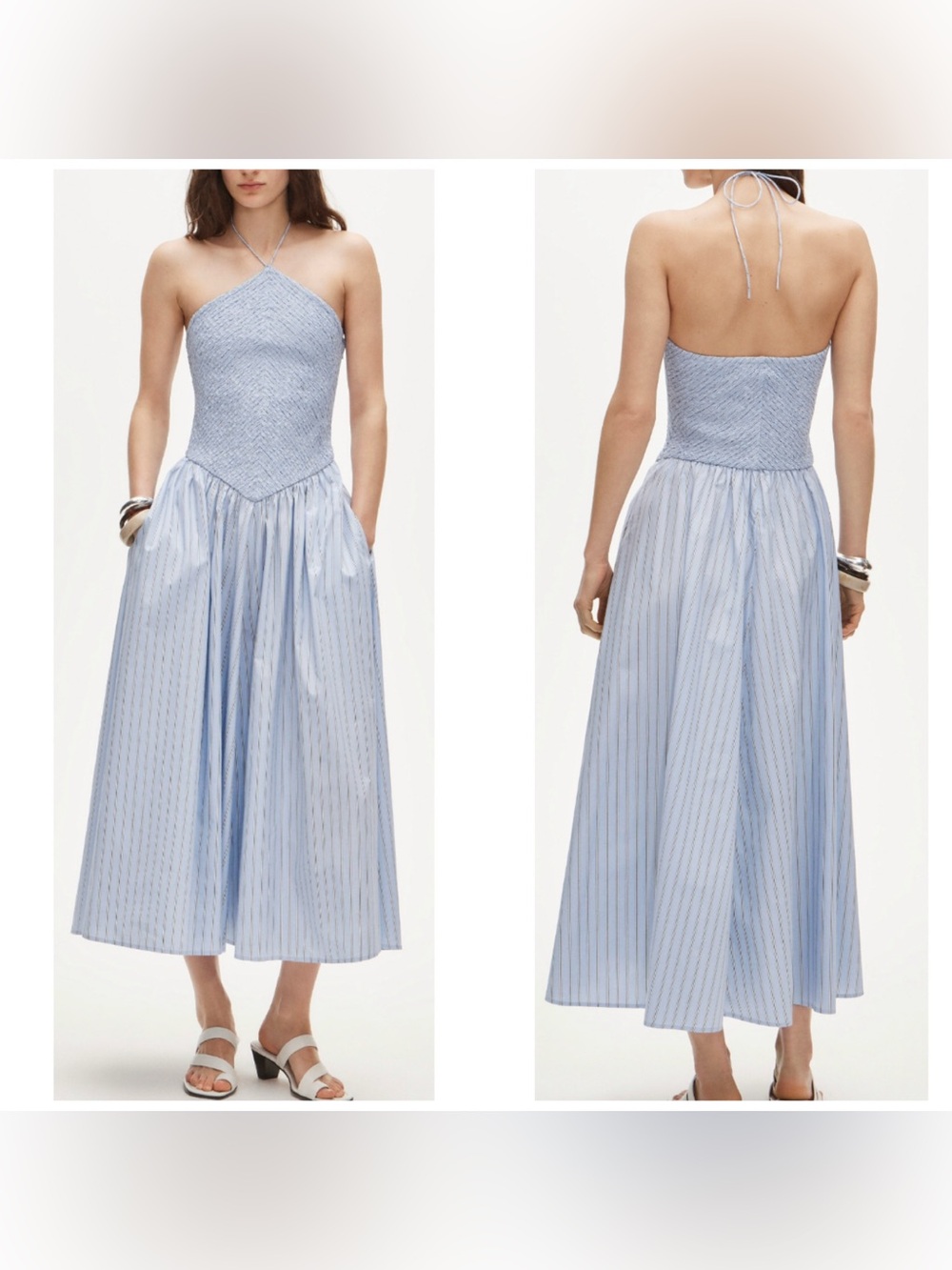 J. Crew Smocked Halter Dress In Stripe
